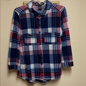 Rue 21 Flannel 3/4 Sleeve Button Front Shirt